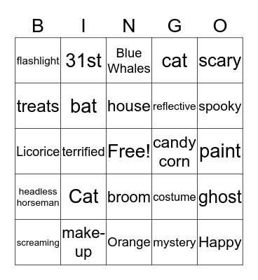 Halloween Bingo Card