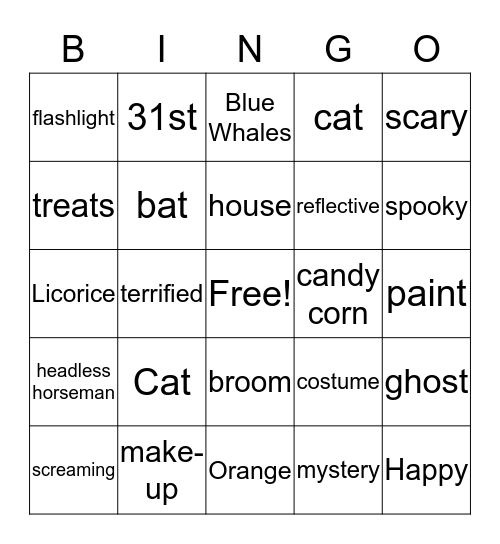 Halloween Bingo Card