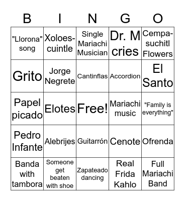 Coco Bingo Card