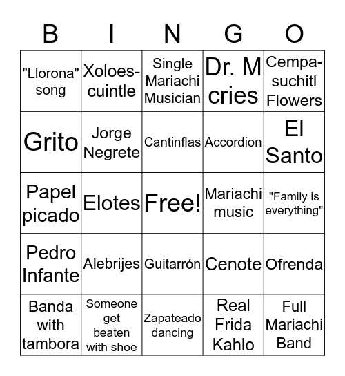Coco Bingo Card