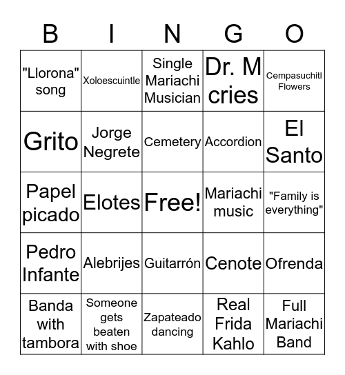 Coco Bingo Card