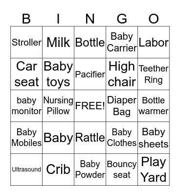 Baby BINGO!! Bingo Card