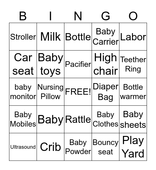 Baby BINGO!! Bingo Card