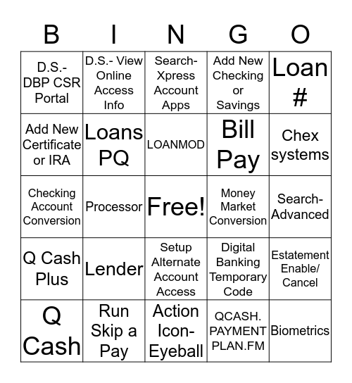 Skill 2 Bingo Card