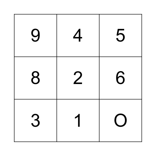 Number Bingo Card