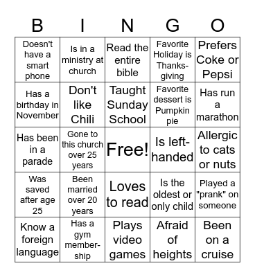 LETS GET TO KNOW ONE ANOTHER BETTER Bingo Card