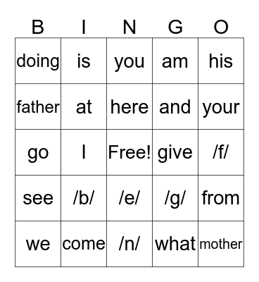 Letter Sounds and MCW's Bingo Card