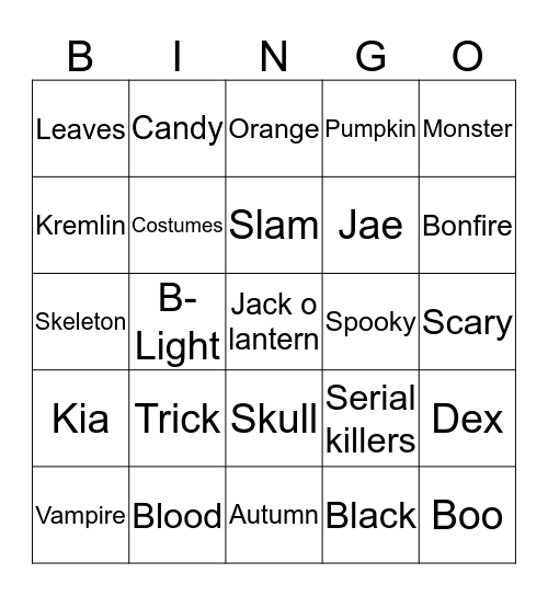 Halloween Bingo  Bingo Card
