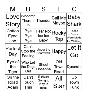 MUSIC Bingo Card