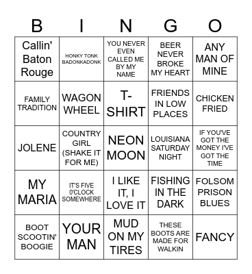 FUN COUNTRY Bingo Card