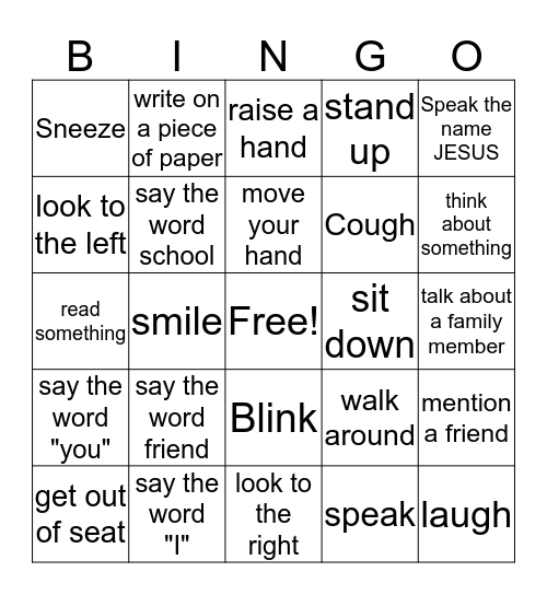 Action BINGO Card