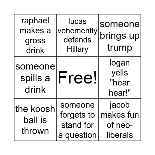 Progs Bingo! Bingo Card