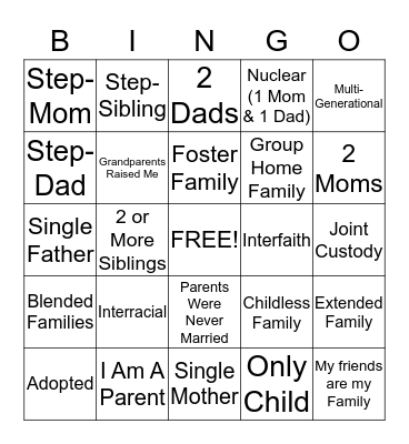 Adoption Bingo Card