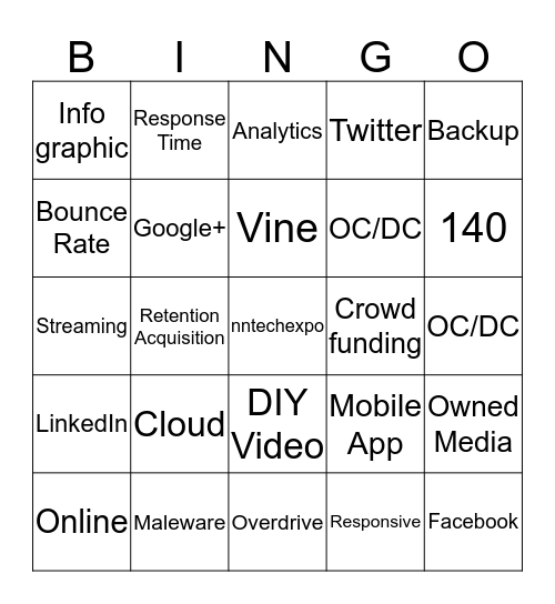 TECH TALK  Bingo Card