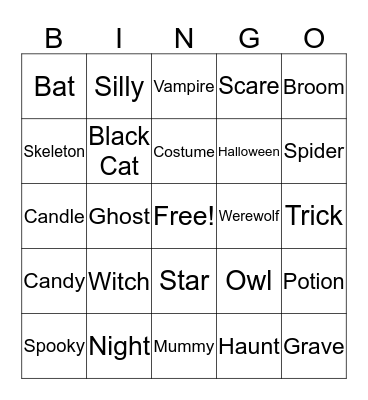 Halloween Bingo Card