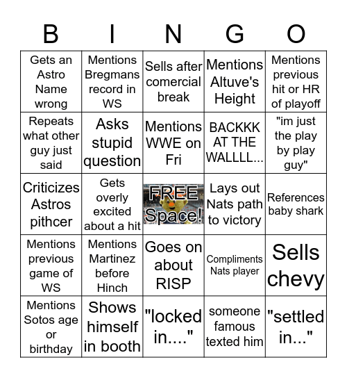 JOE "SHUT THE BUCK" BINGO Card
