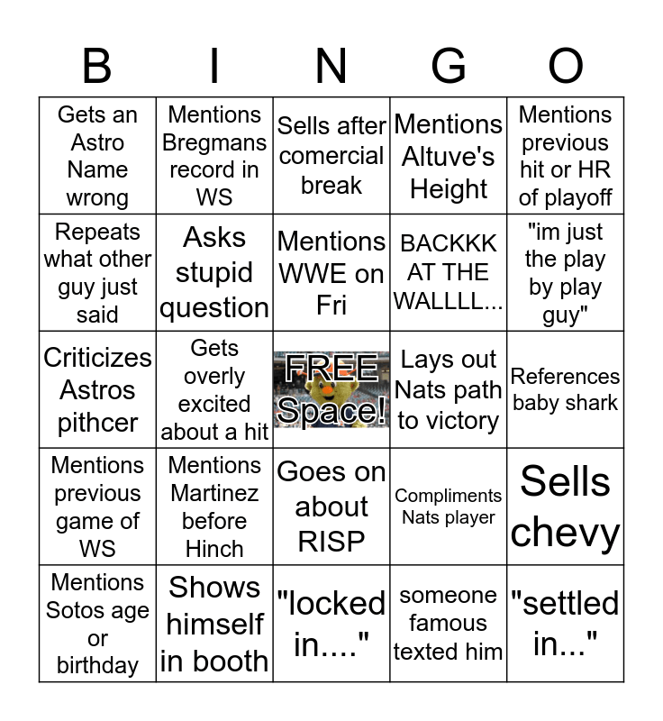 JOE "SHUT THE BUCK" BINGO Card