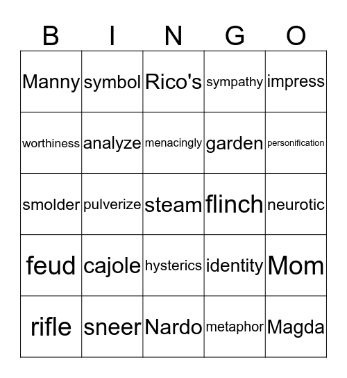 Parrot in the Oven Part II Bingo Card