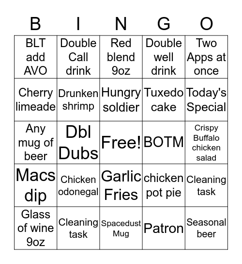 Server Bingo! Bingo Card