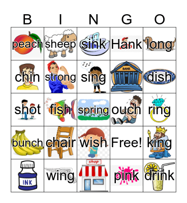 ch, sh, ng, nk Bingo Card