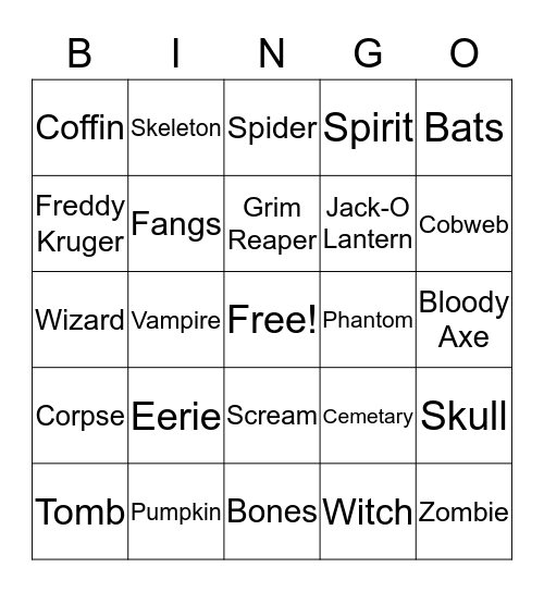 Halloween Bringo Bingo Card