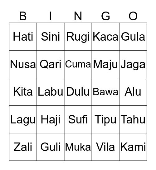 Saya Pandai Membaca Bingo Card