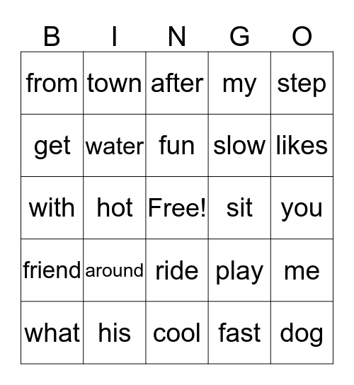 Sight Words - Book 3 Part 1 Bingo Card