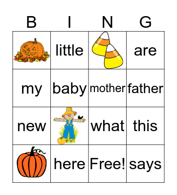 SIGHT WORDS Bingo Card