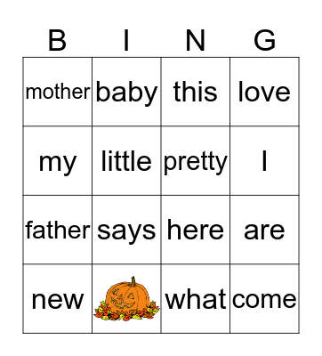 SIGHT WORDS Bingo Card