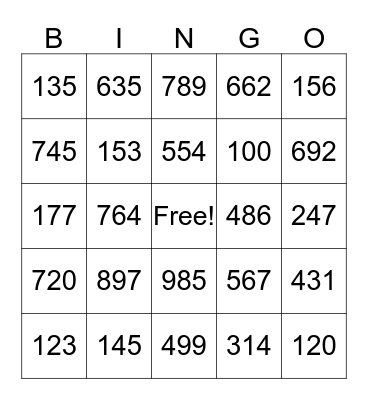 Halloween Bingo Card