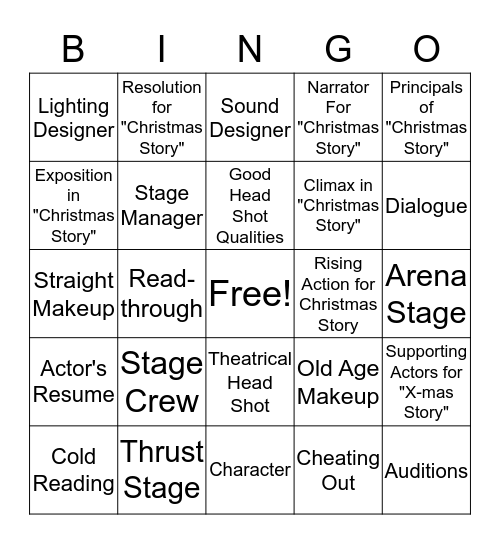 Theatre I   Bingo Card
