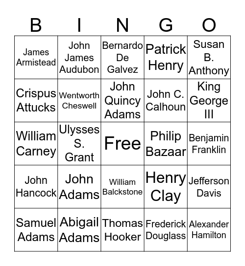 History people Bingo Card