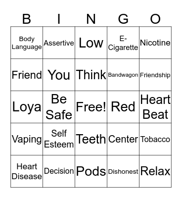 Life Skills Review Bingo Card