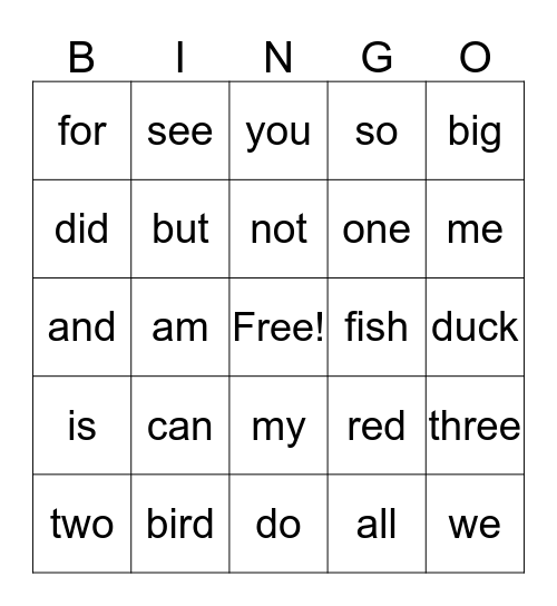 BINGO!  Bingo Card