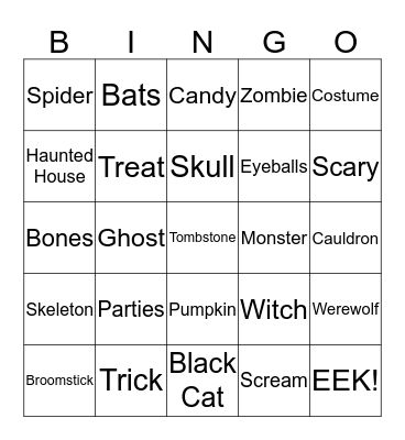 Happy Halloween Bingo Card