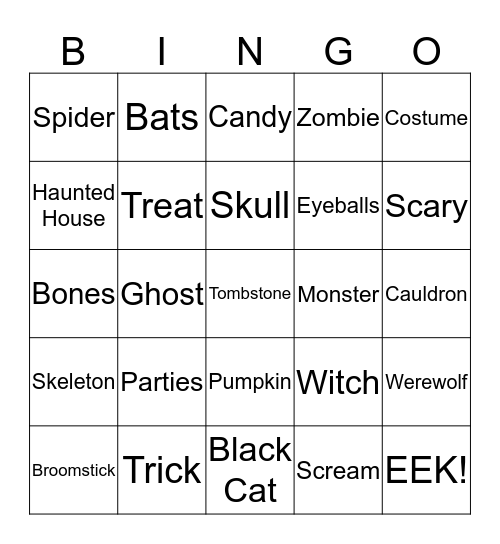 Happy Halloween Bingo Card