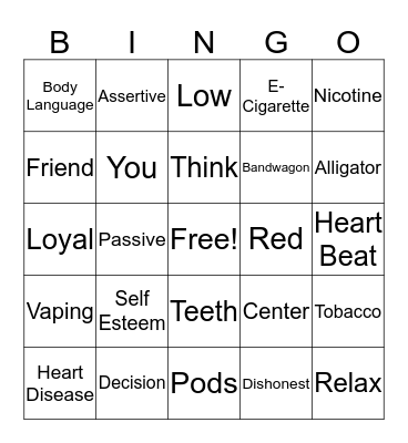 Life Skills Review Bingo Card