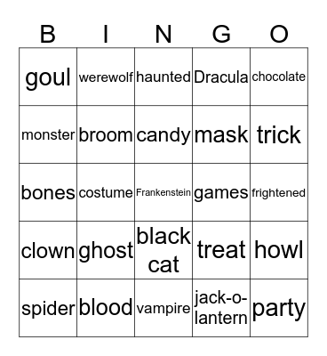Halloween Bingo - Round 2 Bingo Card