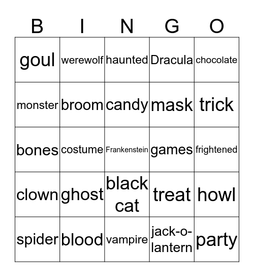 Halloween Bingo - Round 2 Bingo Card