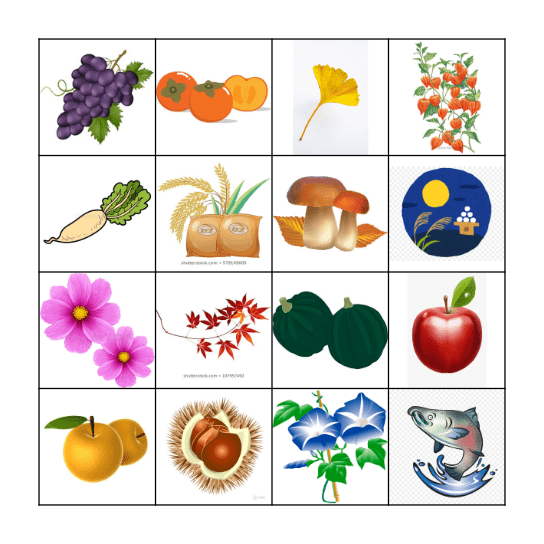 Harvest Festival Bingo Card