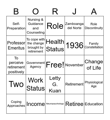 BINGO ni Borja Bingo Card