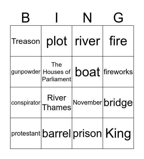 Vocabulary Bingo Card