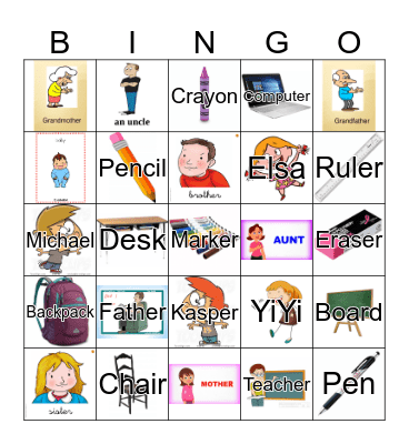 My family Bingo Card