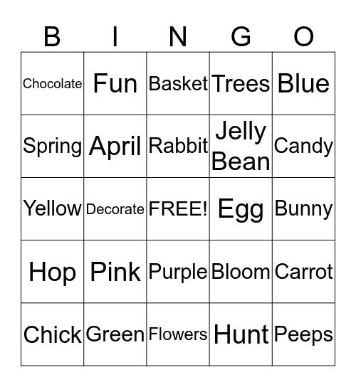 Easter Bingo Card