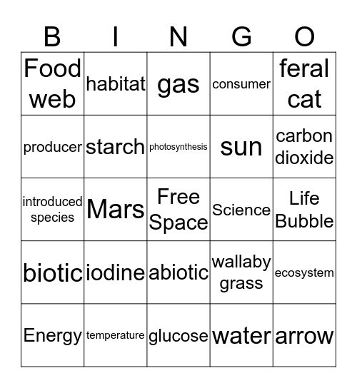 Life Bubble in the Milky Way Bingo Card