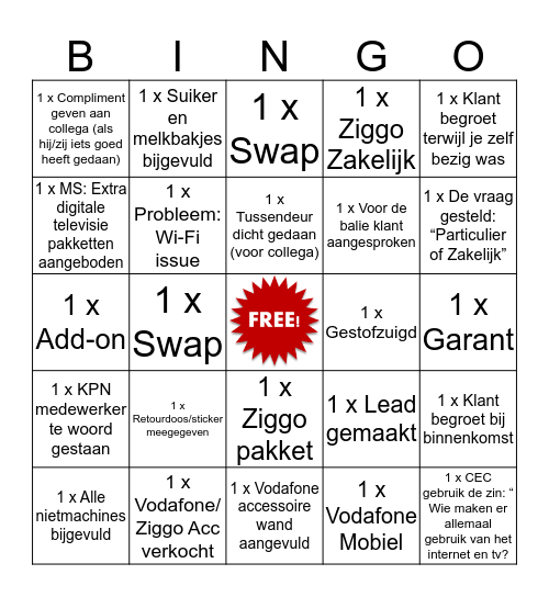Bingoot: The Sequel Bingo Card