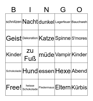 Deutsches Halloween Bingo Card