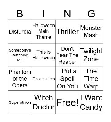 Halloween Song Bingo! Bingo Card