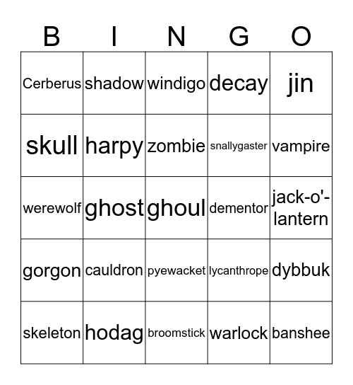 HAPPY HALLOWEEN! Bingo Card
