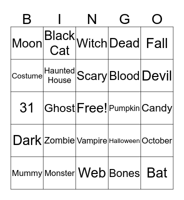 Happy Halloween!  Bingo Card